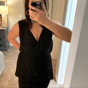 BCBG MAXAZRIA Black High Low Tank Blouse Large